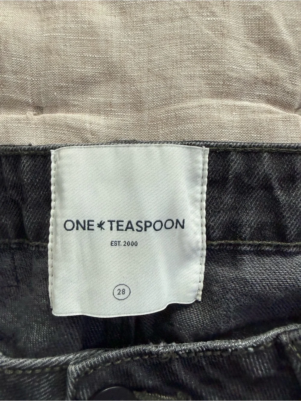 One Teaspoon Stixx Low Waist Slim Straight Leg Denim Jeans Washed Black Size 28